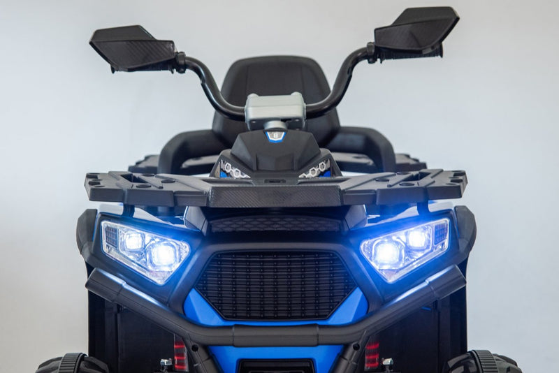 The ATV's LED headlights switched on