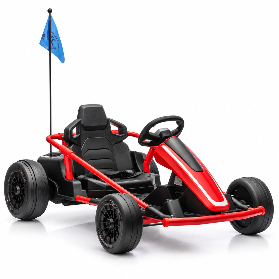 BDQ-6 go-kart in Red – front three-quarter view, studio