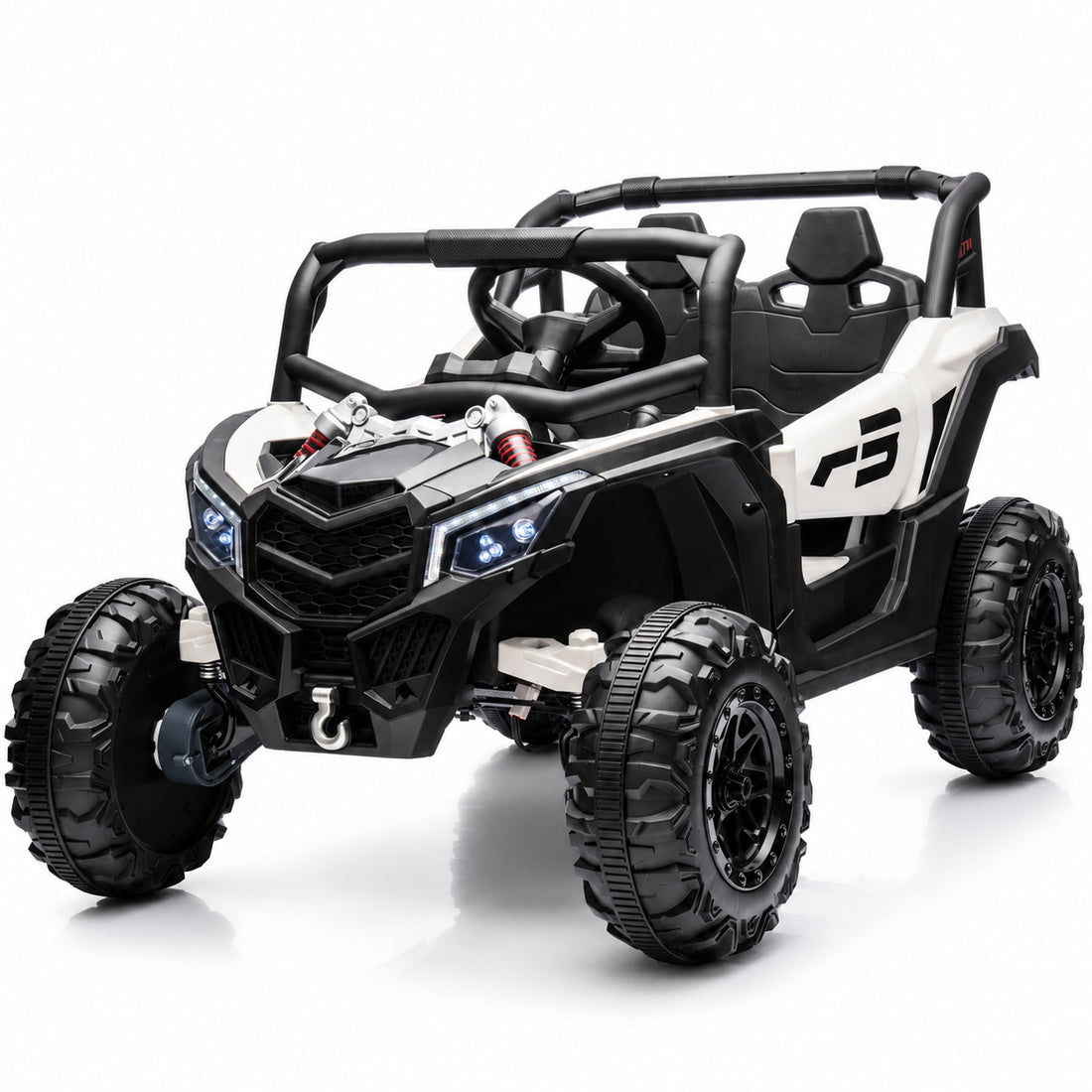 NEL-901A ride-on UTV in Grey White – front three-quarter view