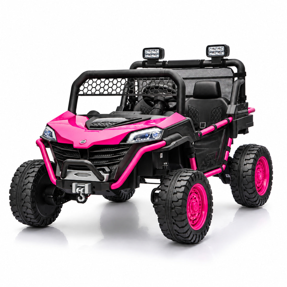 BDQ1218 ride-on UTV in Rose – front three-quarter view