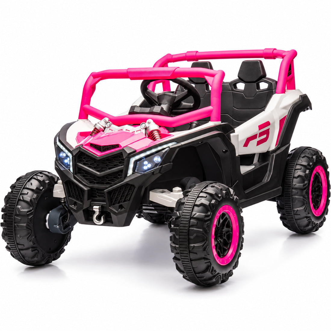 NEL-901A ride-on UTV in Pink – front three-quarter view