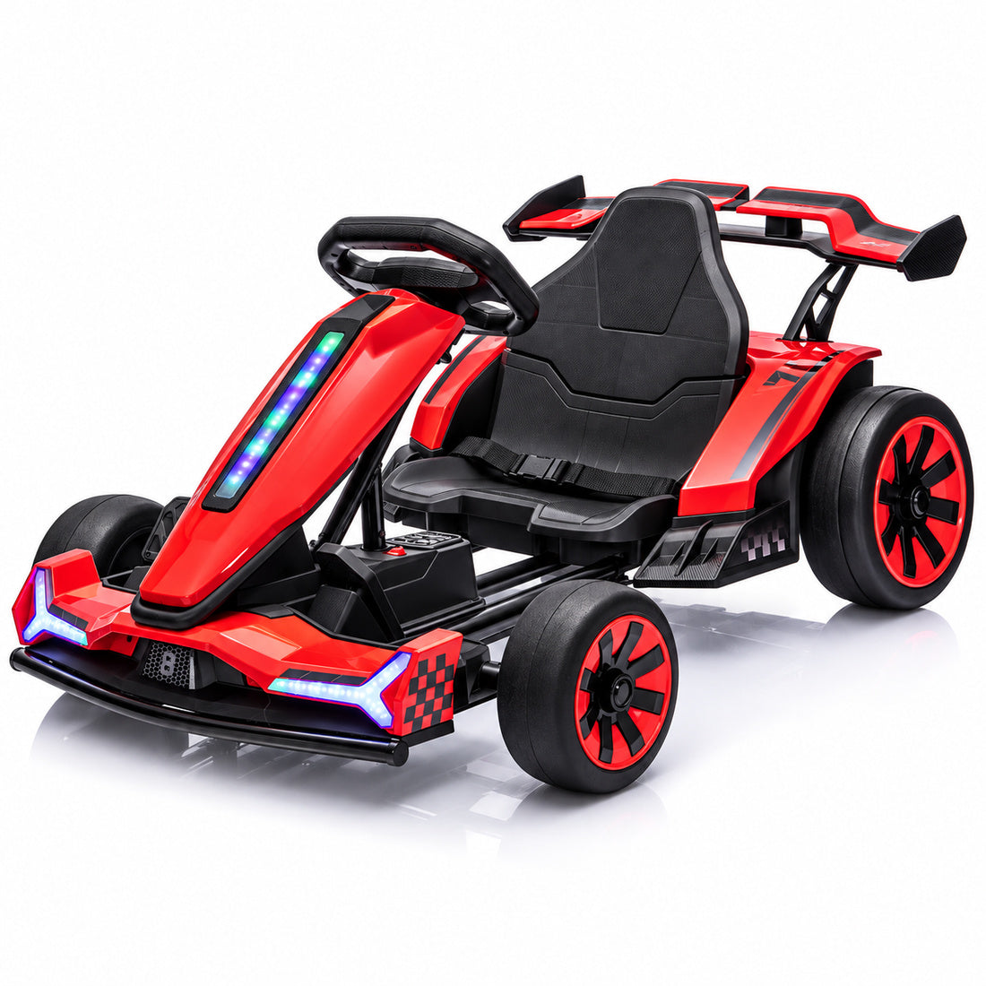 TR2601 drift go-kart in Red – front three-quarter view