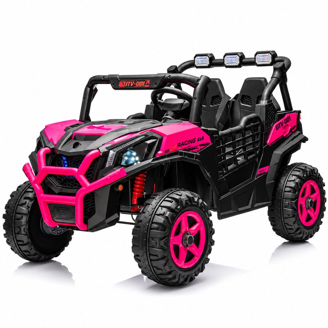 BBH027 ride-on UTV in Pink – front three-quarter view