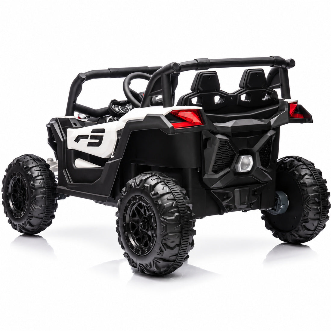 NEL-901A ride-on UTV in Grey White – rear three-quarter view