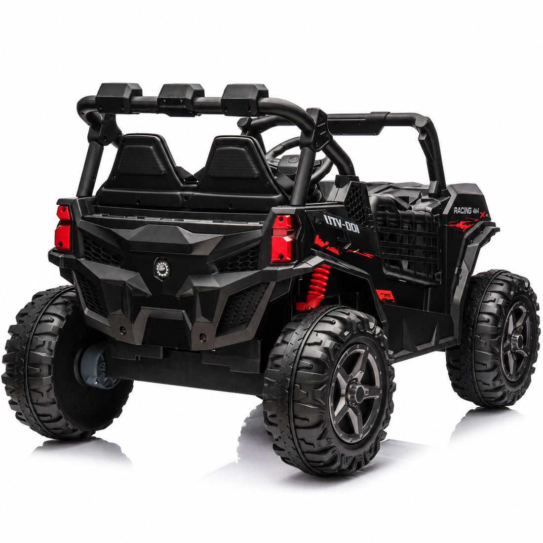 BBH027 ride-on UTV in Black – rear three-quarter view
