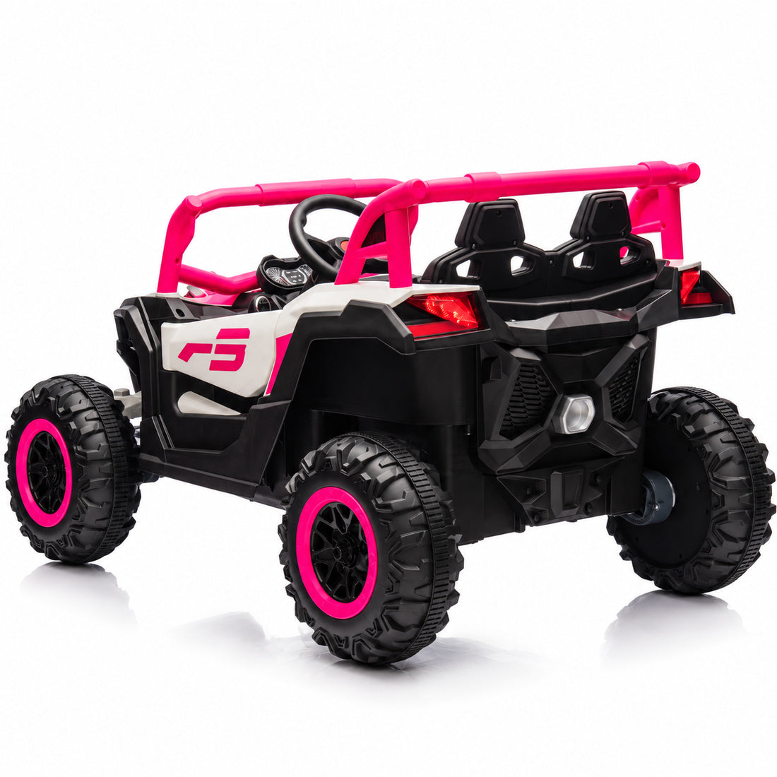 NEL-901A ride-on UTV in Pink – rear three-quarter view