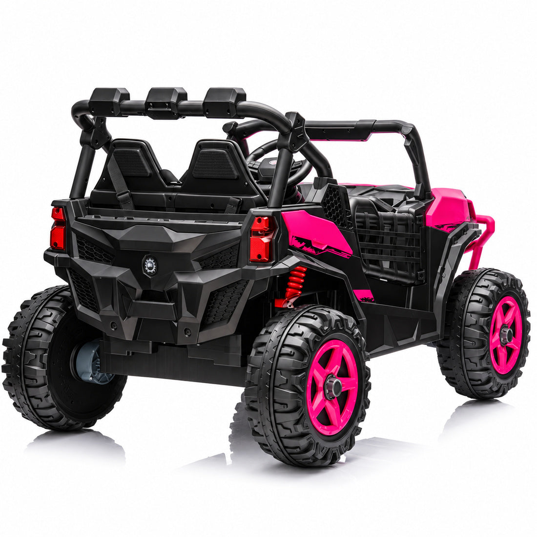 BBH027 ride-on UTV in Pink – rear three-quarter view