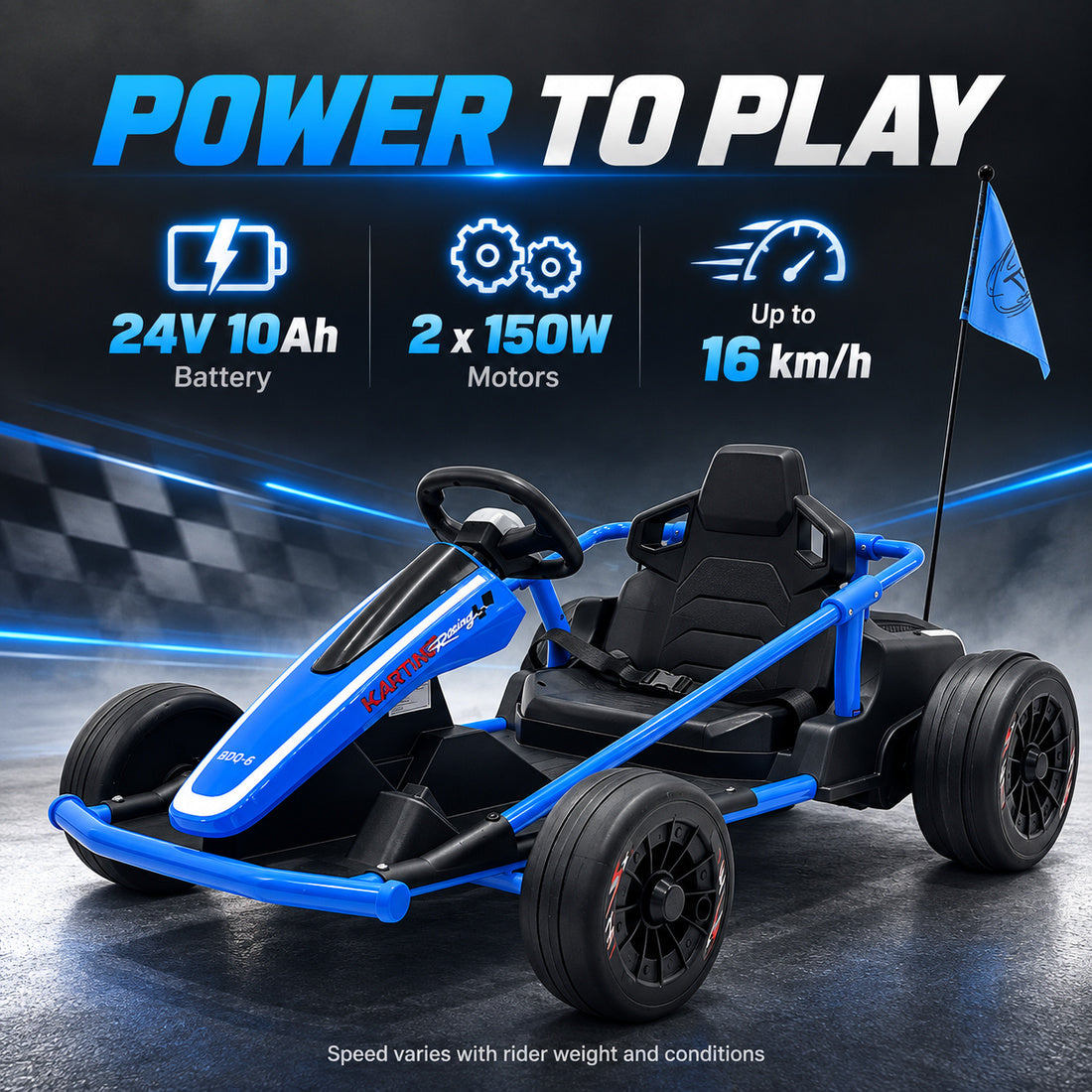 BDQ-6 go-kart in Blue – key performance features