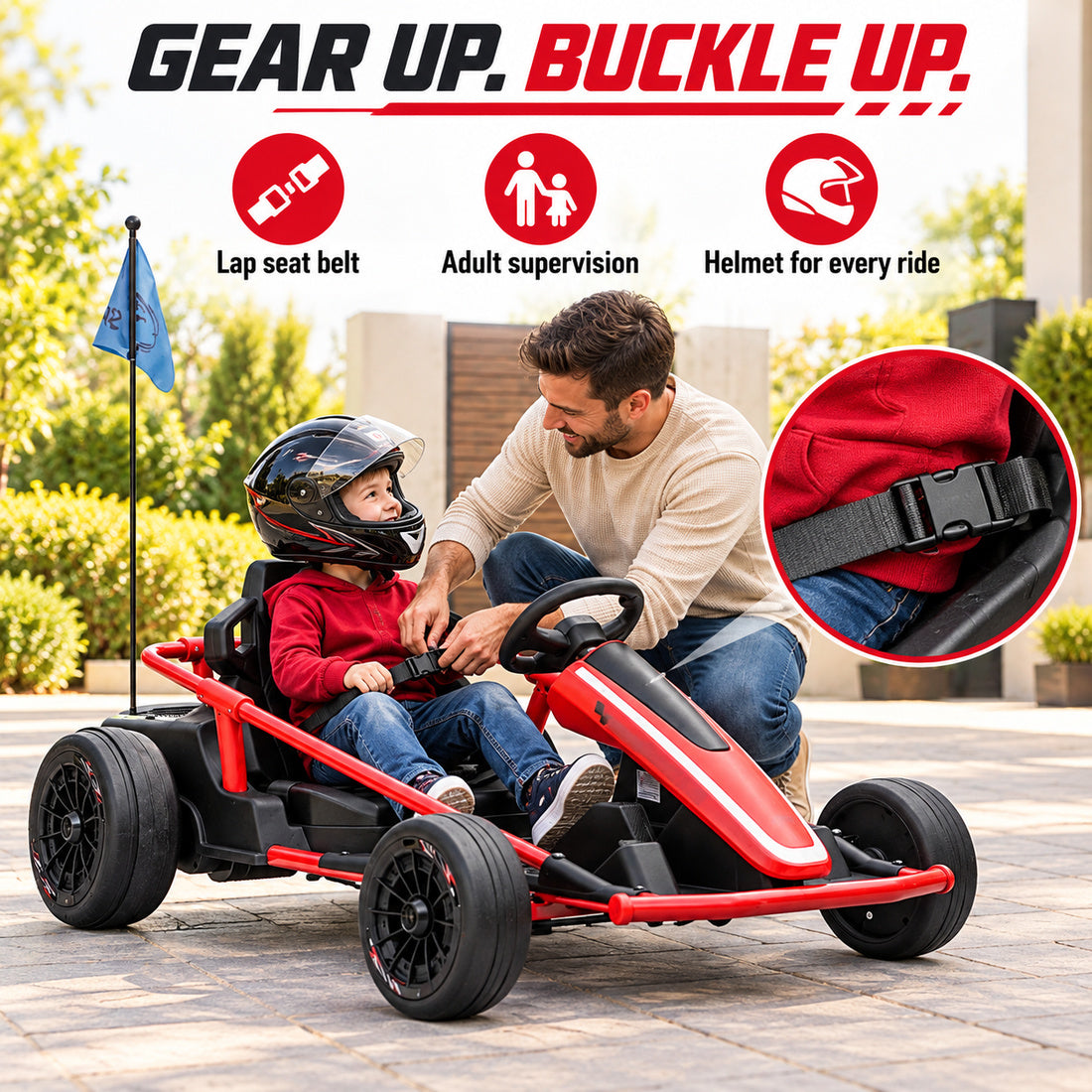 BDQ-6 go-kart in Red – safety and adult supervision