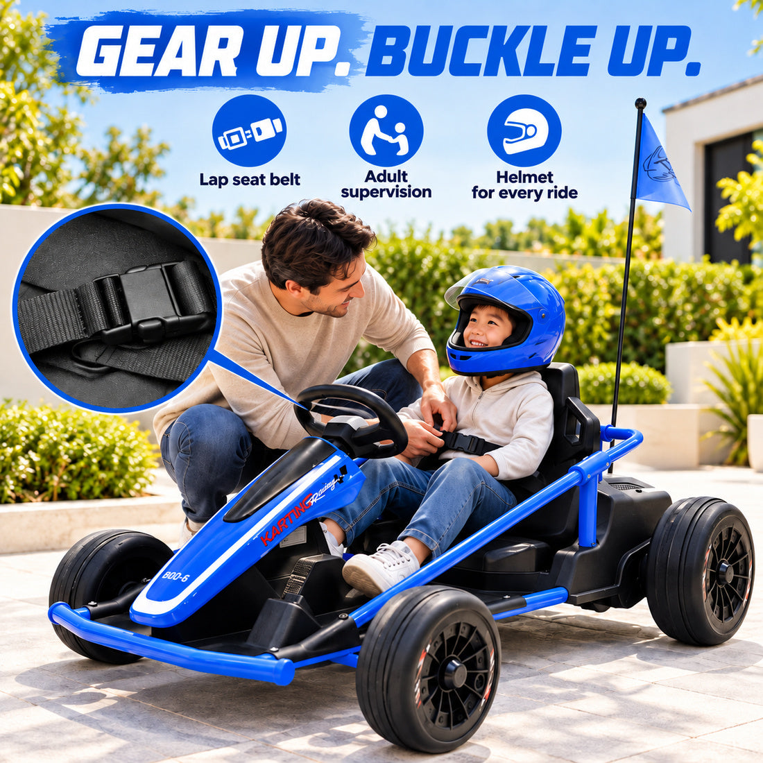 BDQ-6 go-kart in Blue – safety and adult supervision