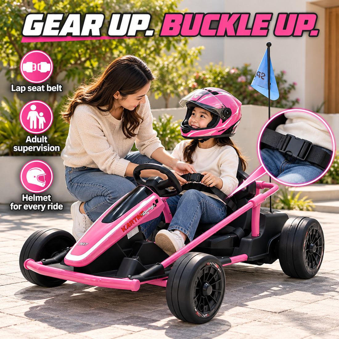 BDQ-6 go-kart in Rose – safety and adult supervision