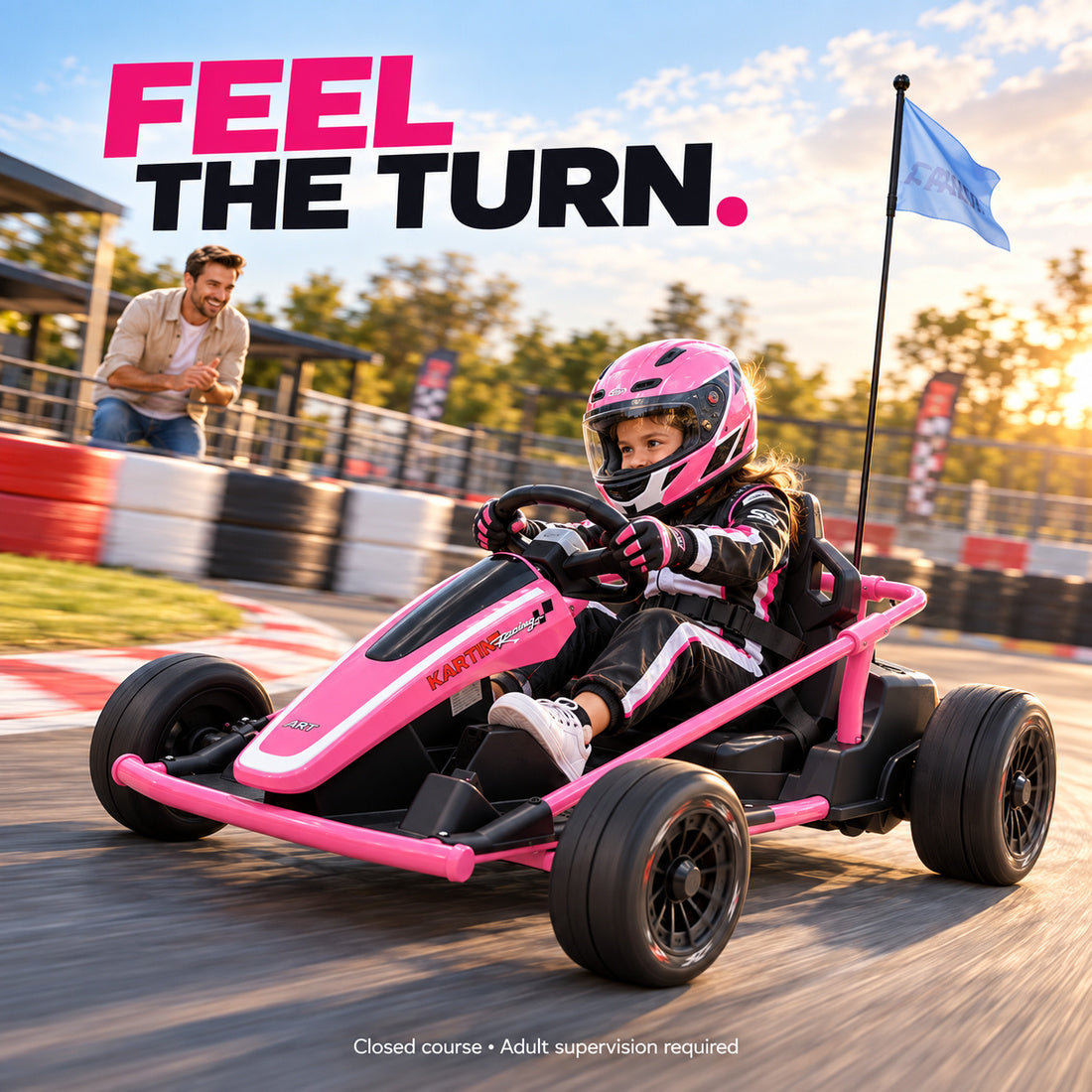 BDQ-6 go-kart in Rose – drifting on the track
