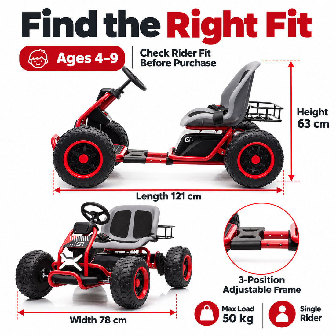 XMX669 off-road buggy in Red – recommended ages and dimensions