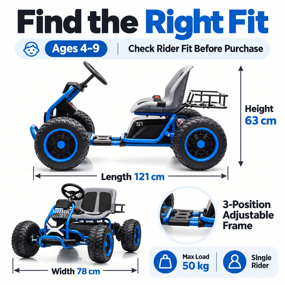 XMX669 off-road buggy in Blue – recommended ages and dimensions