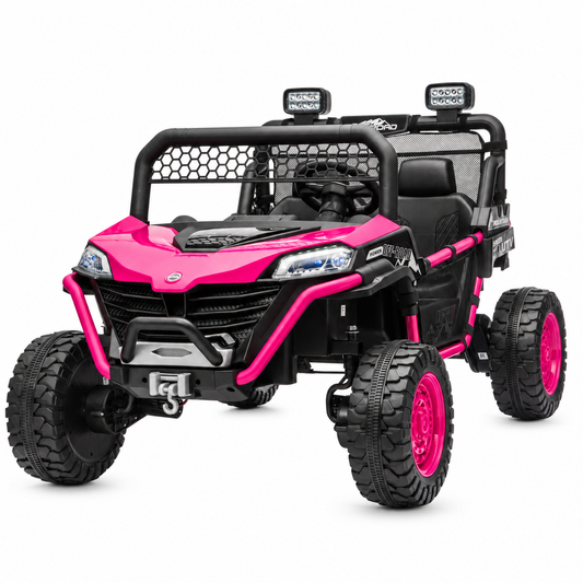 BDQ1218 36V Kids Ride-On UTV, 2-Seater with Remote in Rose – front three-quarter view on white background