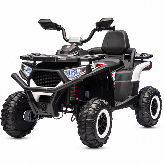 NEL007X 24V 4WD Kids Ride-On ATV with Parent Remote in Black – front three-quarter view on white background