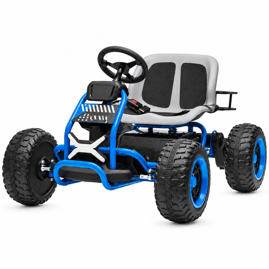 XMX669 36V Off-Road Ride-On Buggy with Extendable Frame in Blue – front three-quarter view on white background