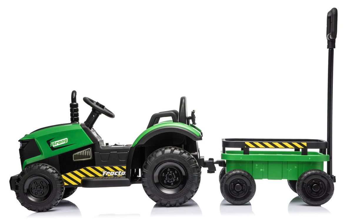 Side view of the tractor with the trailer attached