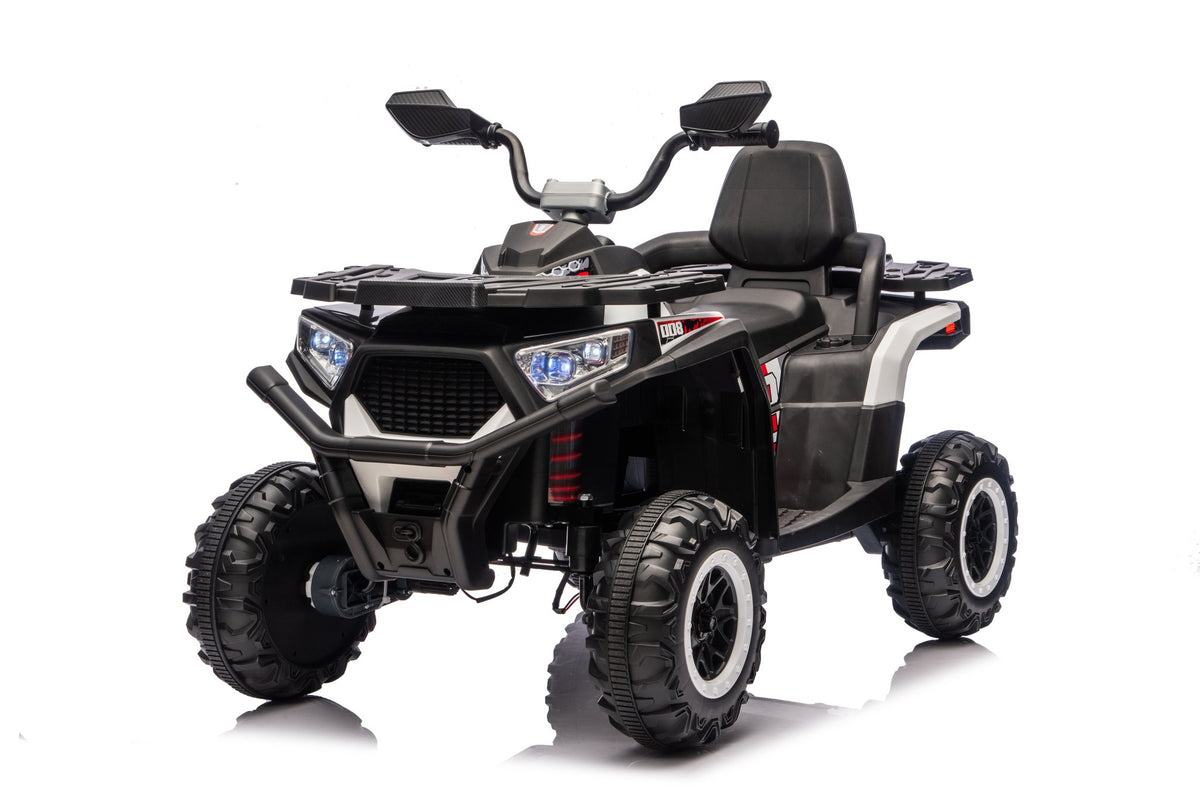 NEL007X Ride-On ATV in Black – front three-quarter view