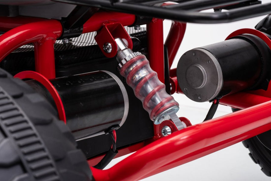 The red coil-spring shock beside the rear motor